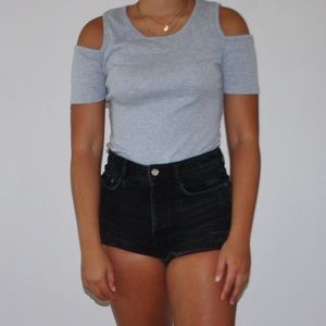 Cotton On Ribbed Gray Shoulder-less Tank Top